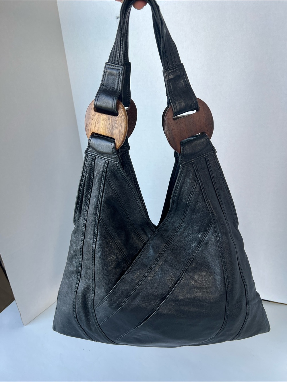 Ananas chevron leather hobo bag